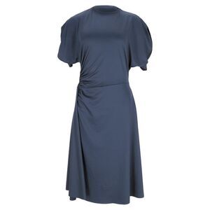 Victoria Beckham Ruched Flutter-Sleeve A-line Dress in Navy Blue Polyester